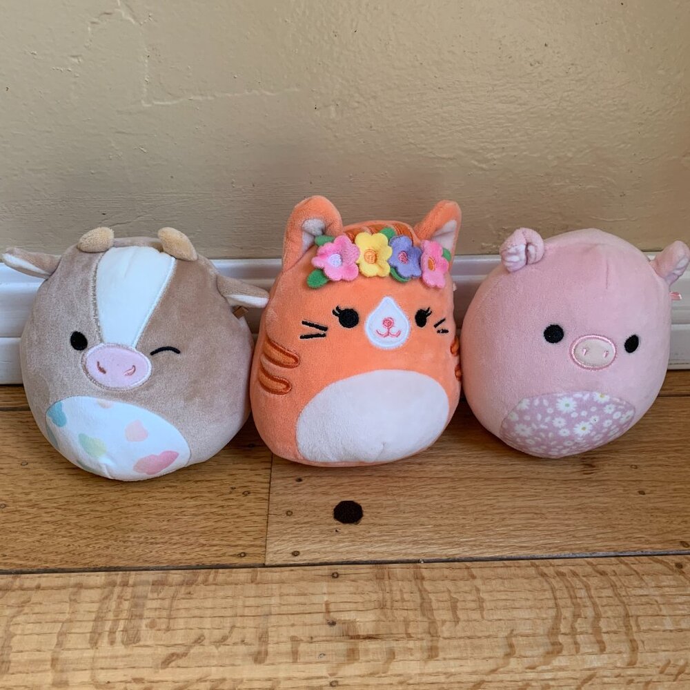 Squishmallow Plush Lot of 6” Cat, Cow, Pig